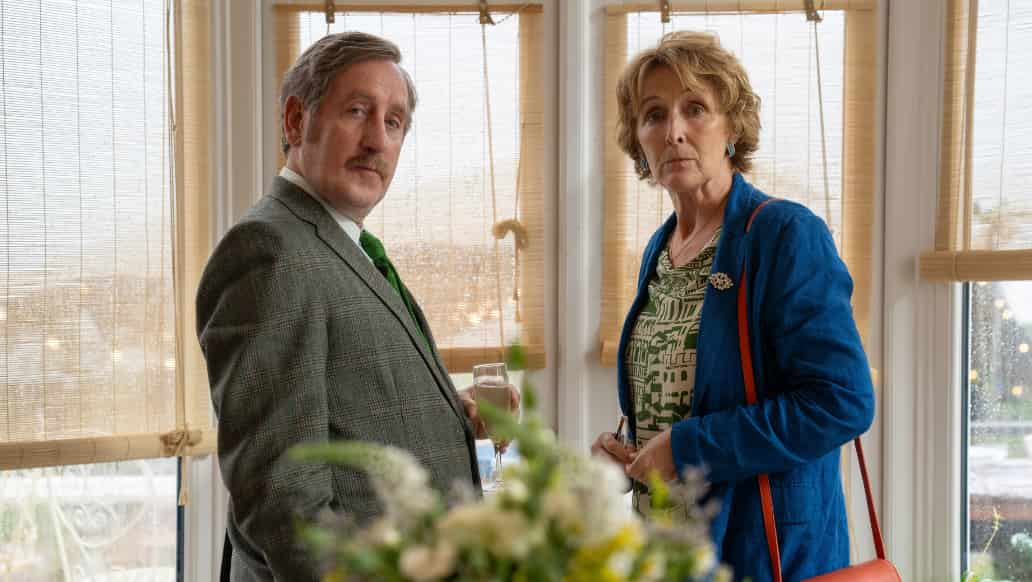 Bad Sisters Season 2 Episode 1 - Michael Smiley as Roger Muldoon and Fiona Shaw as Angelica Muldoon